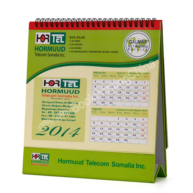 custom spiral binding table calendar printing