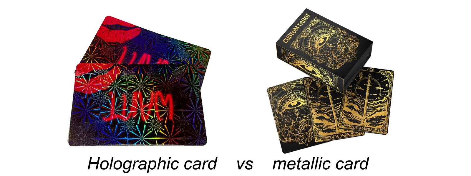 holographic and metallic card