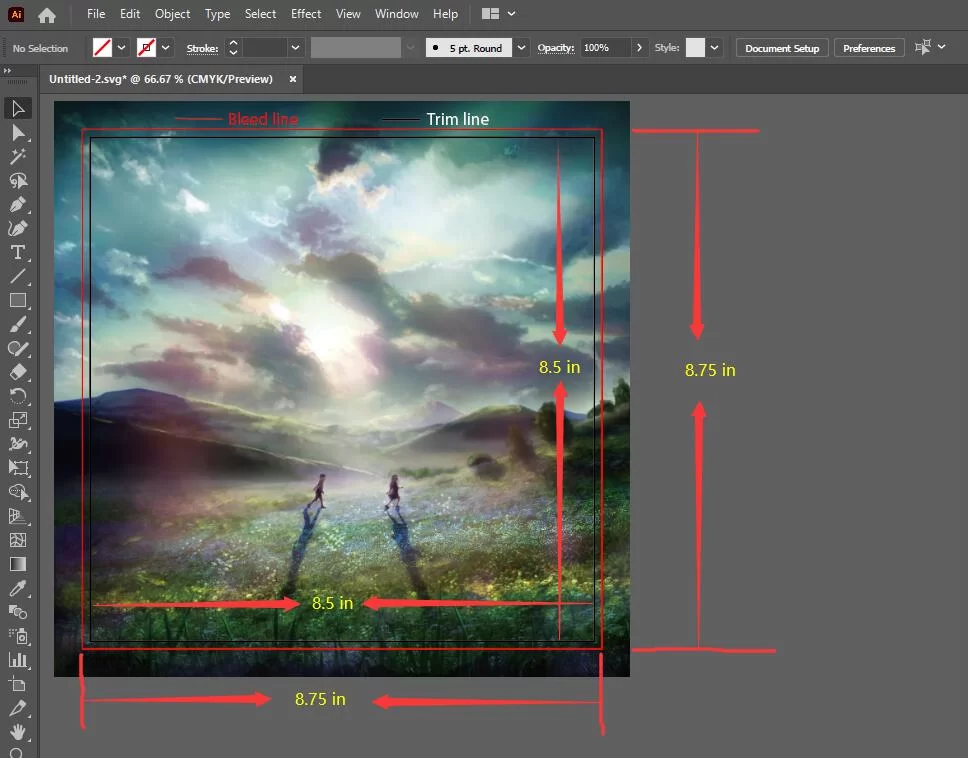 calculate bleed for printing project