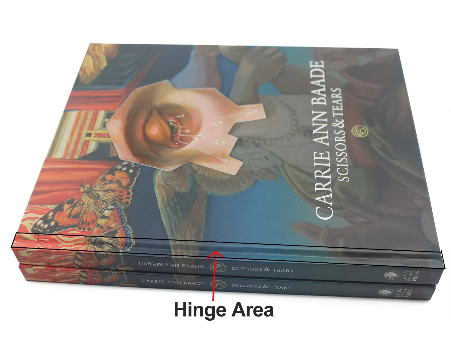 hinge area in a hardcover book