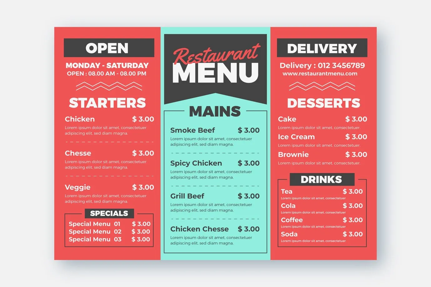 takeaway menu