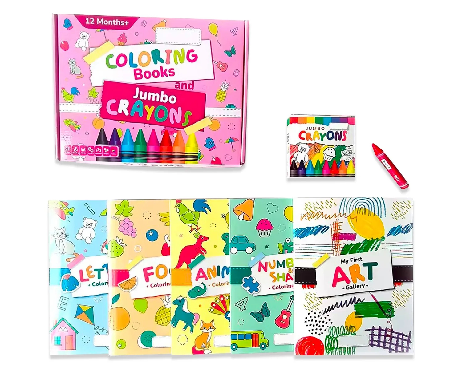 coloring book plus crayons