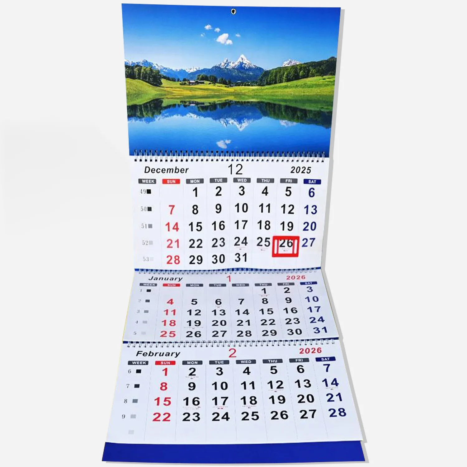 three month calendar printing