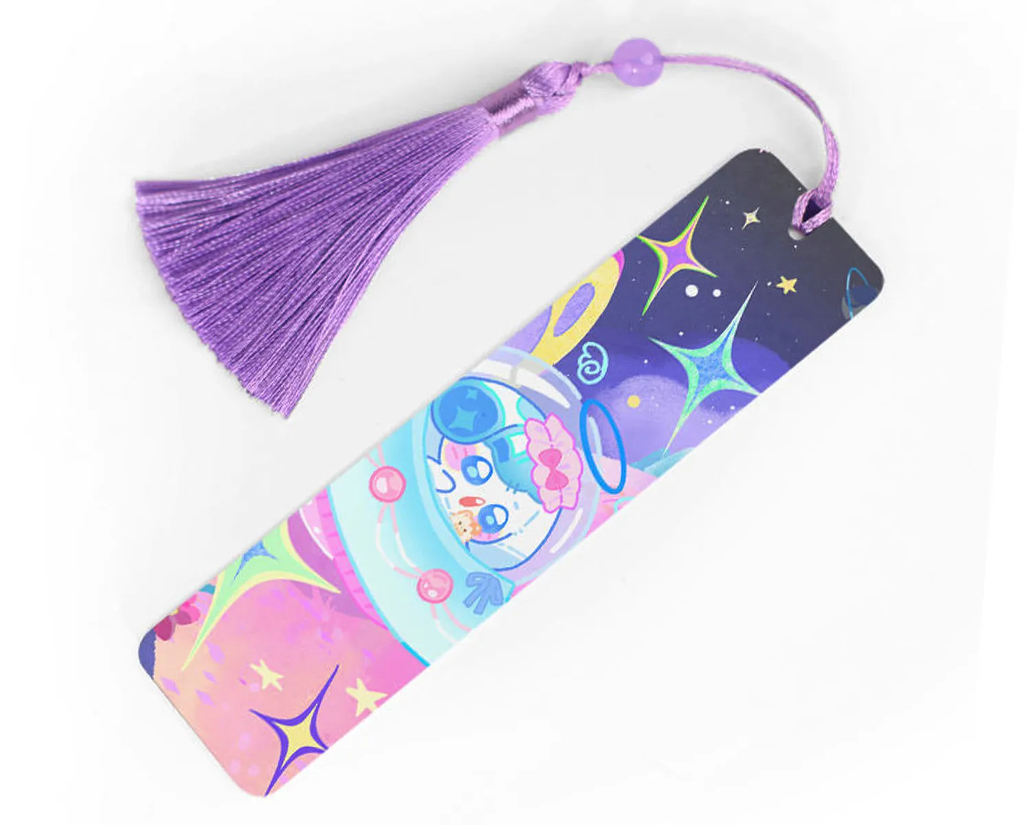 bookmark with drilled hole